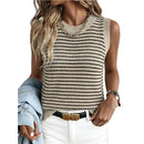 Women's Striped Open-Knit Sweater Vest – Sleeveless Crew Neck Tank Top product photo 4