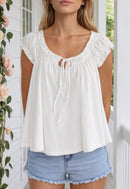 Women's Ruched Tie-Front Tank Top – Sleeveless Relaxed Summer Blouse product photo 2