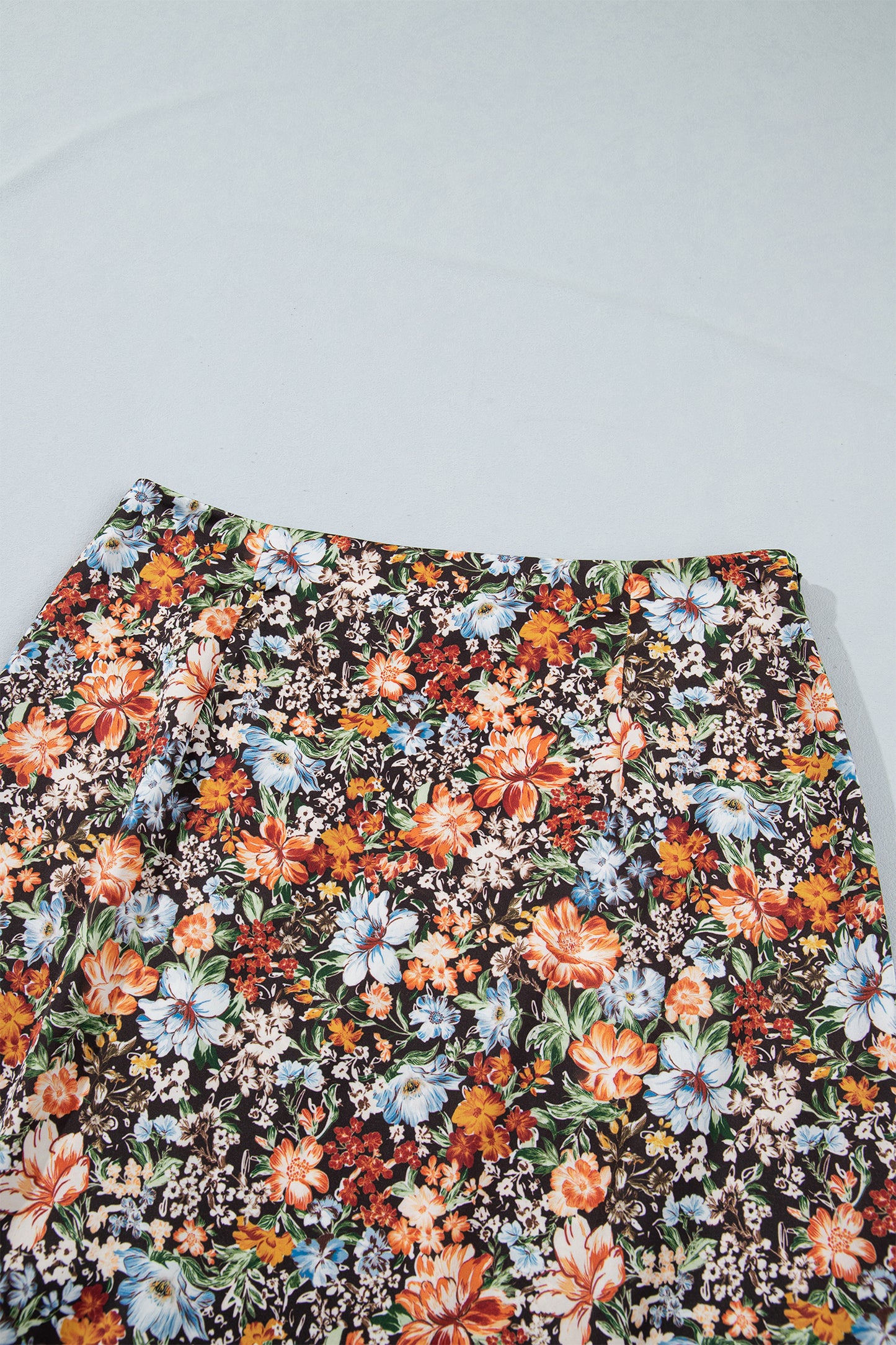 Khaki Cheetah Print Trim Split Long Western Skirt