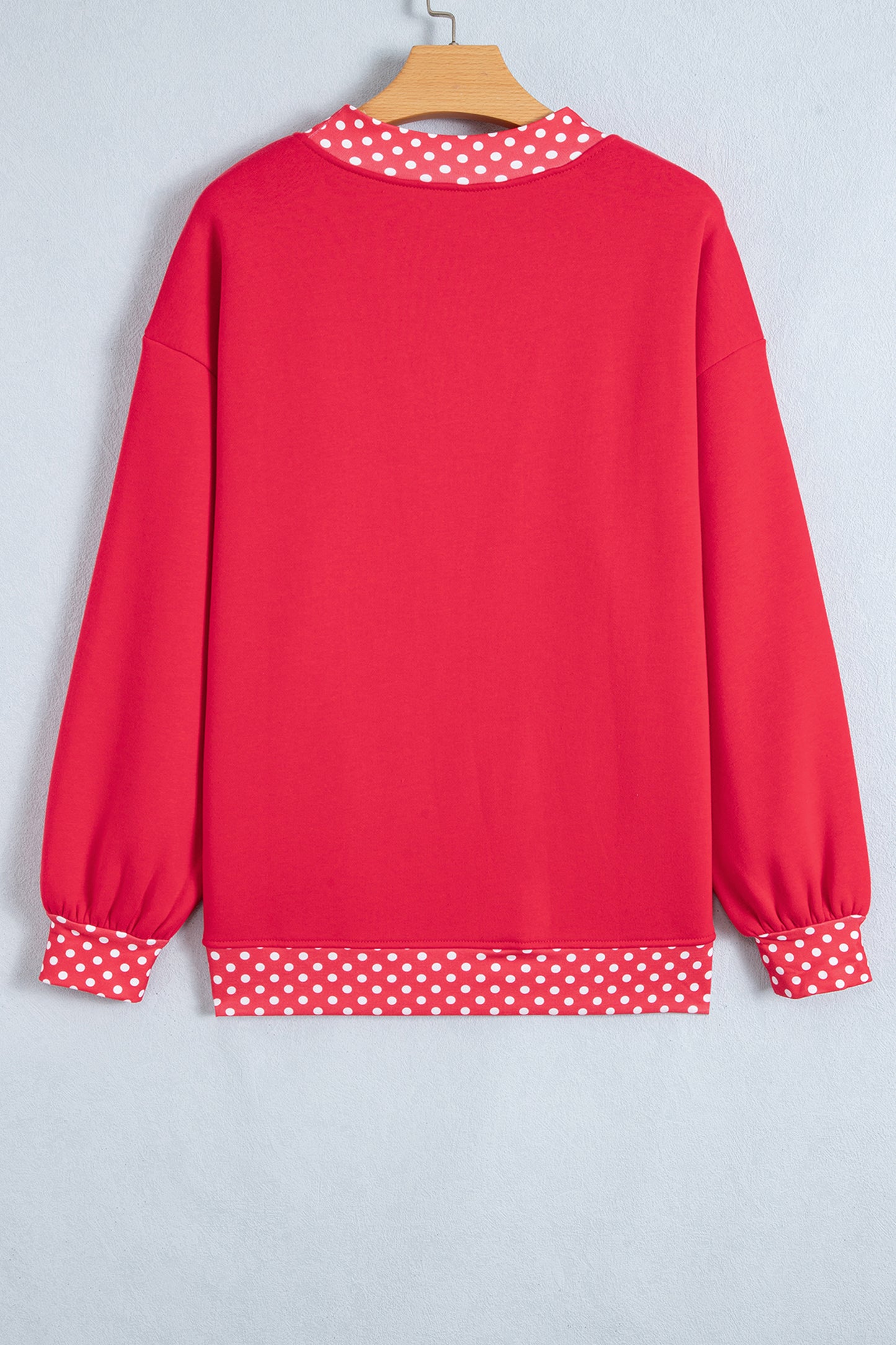 Orange Colorblock Polka Dot Contrast Trim Oversized Sweatshirt