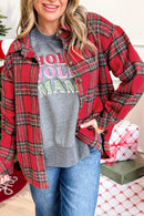 Red Plaid Button Front Shacket Outerwear