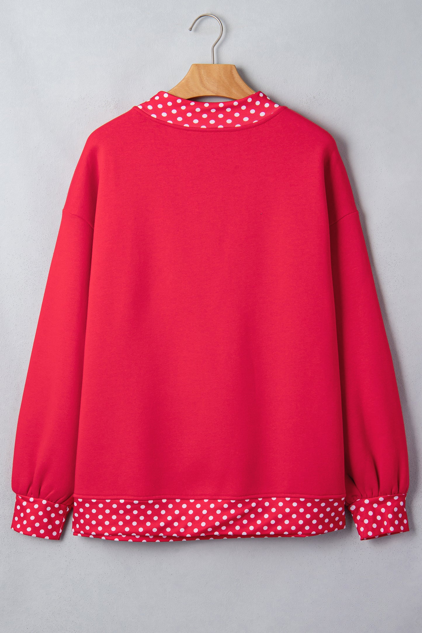 Orange Colorblock Polka Dot Contrast Trim Oversized Sweatshirt
