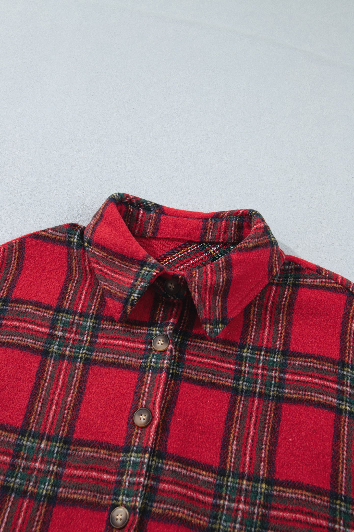 Red Plaid Button Front Shacket Outerwear