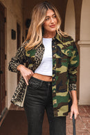Brown Leopard Camo Patchwork Oversize Shacket