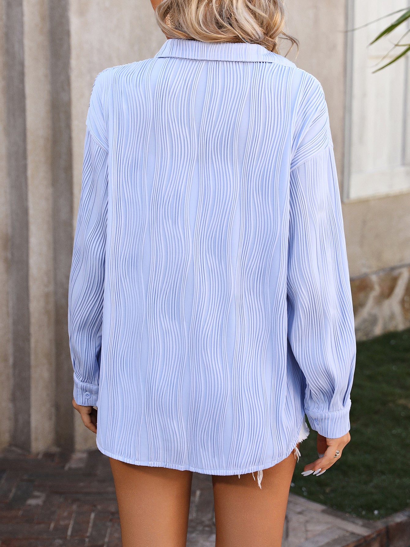 Women's Textured Short Sleeve Blouse – Relaxed Fit Casual Summer Shirt product photo 4