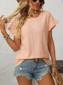 Women's Flutter Sleeve Textured Top – Loose Fit Summer Blouse image 1