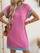 Women's Colorblock T-Shirt Dress – Short Sleeve Pocket Shift Dress image 1