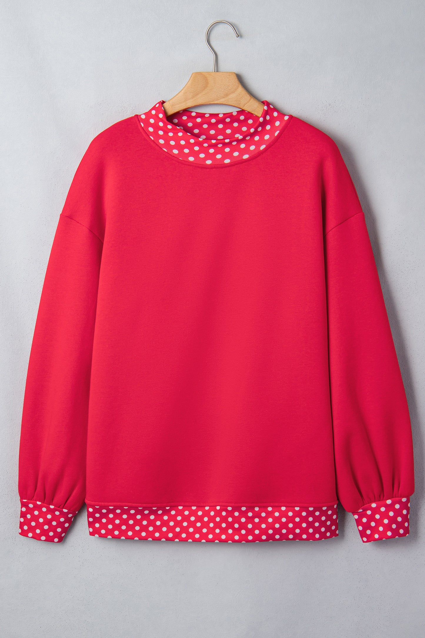 Orange Colorblock Polka Dot Contrast Trim Oversized Sweatshirt