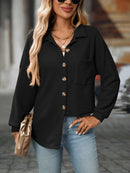 Waffle Knit Button-Up Shirt – Casual Fall Cardigan – product view 1