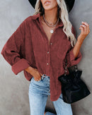 Women's Oversized Corduroy Shirt Jacket – Long Sleeve Button-Down Shacket