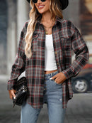 Women's Oversized Plaid Button-Down Shirt with Pockets – Long Sleeve Casual Shacket
