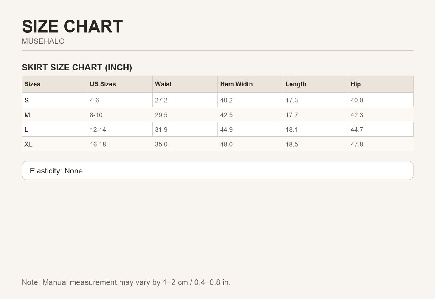 Apricot Buttoned Floral Skirt size chart