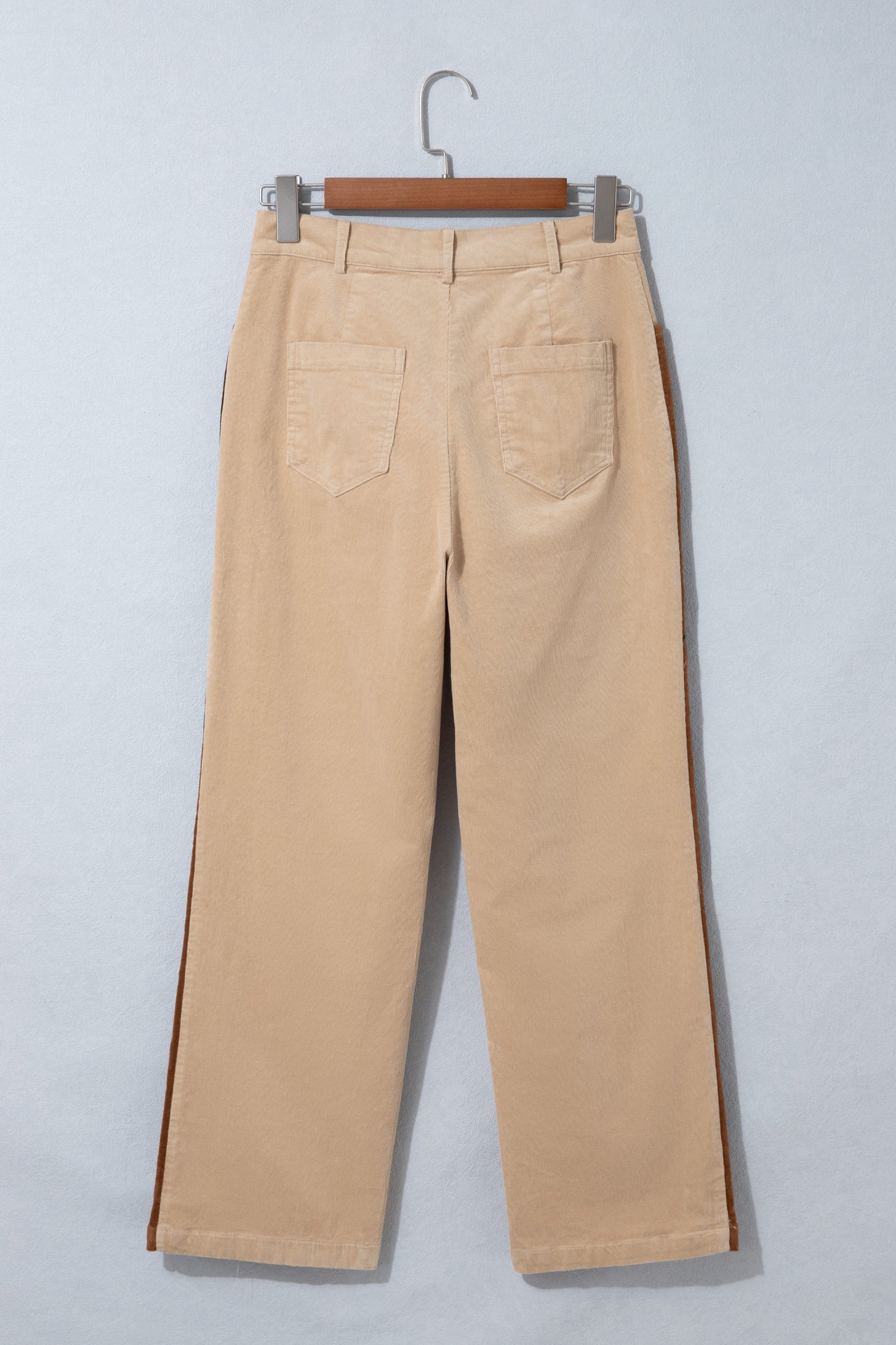 Smoke Gray Corduroy Side Panel Colorblock Straight Leg Pants