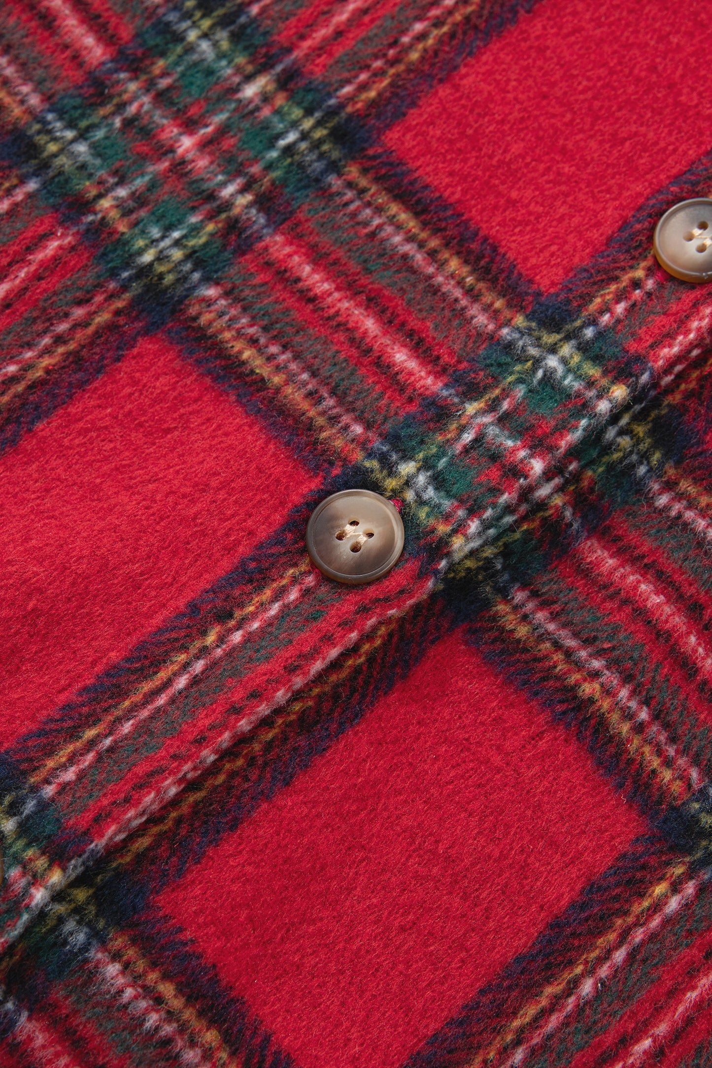 Red Plaid Button Front Shacket Outerwear