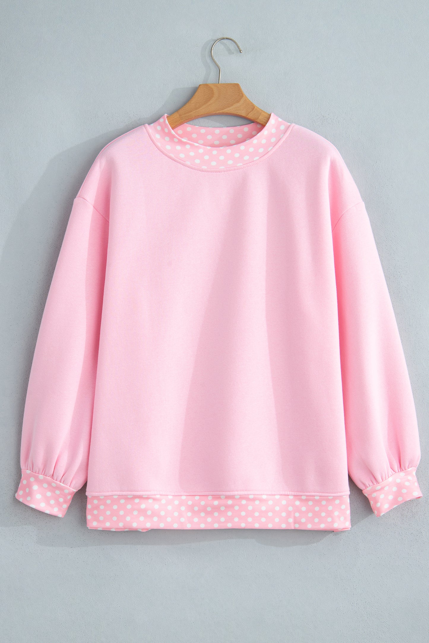 Orange Colorblock Polka Dot Contrast Trim Oversized Sweatshirt