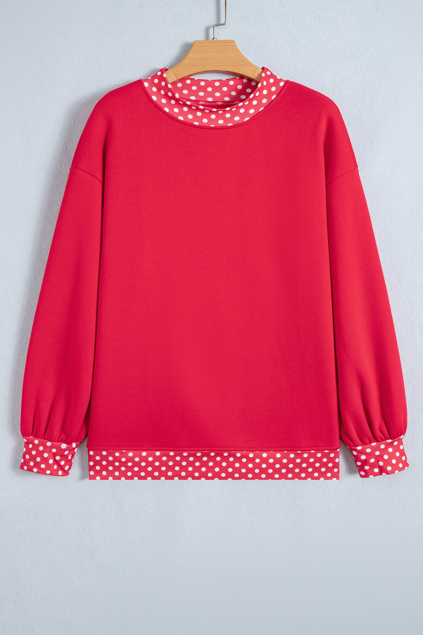 Orange Colorblock Polka Dot Contrast Trim Oversized Sweatshirt