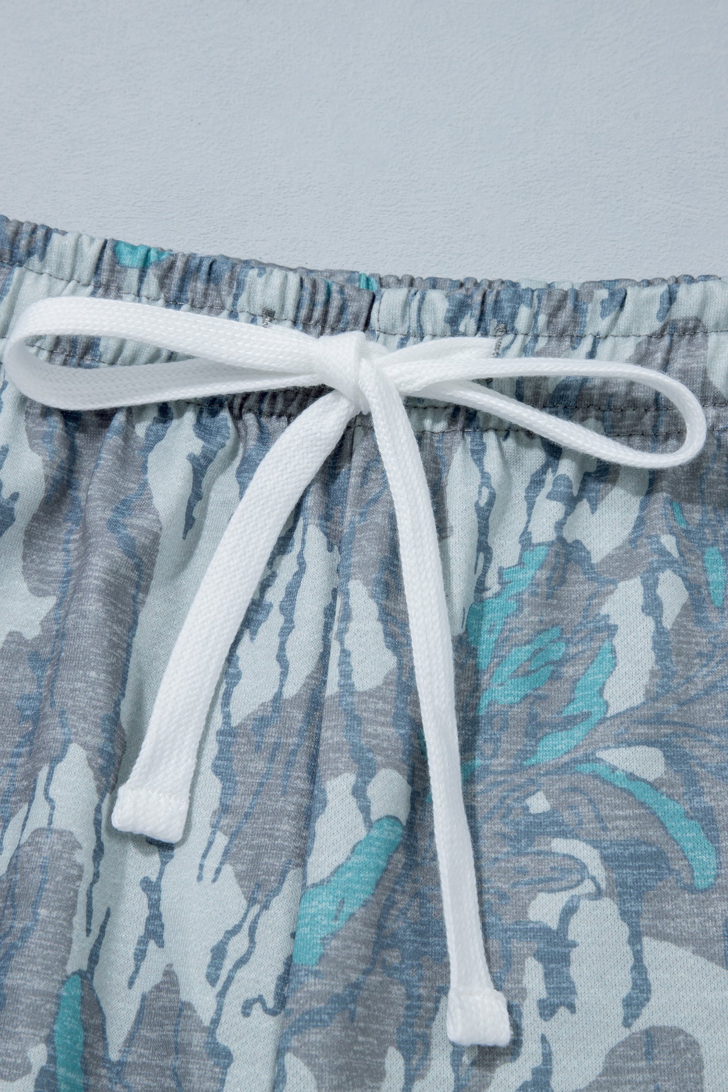 Multicolour Abstract Botanical Print Plus Size Pullover Drawstring Pants Set