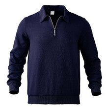 Men's textured half-zip collared pullover in navy