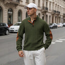 Men's textured button-neck pullover in army green