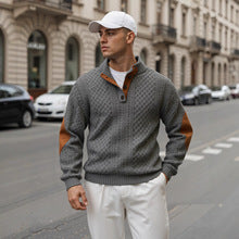 Men's textured button-neck pullover in gray