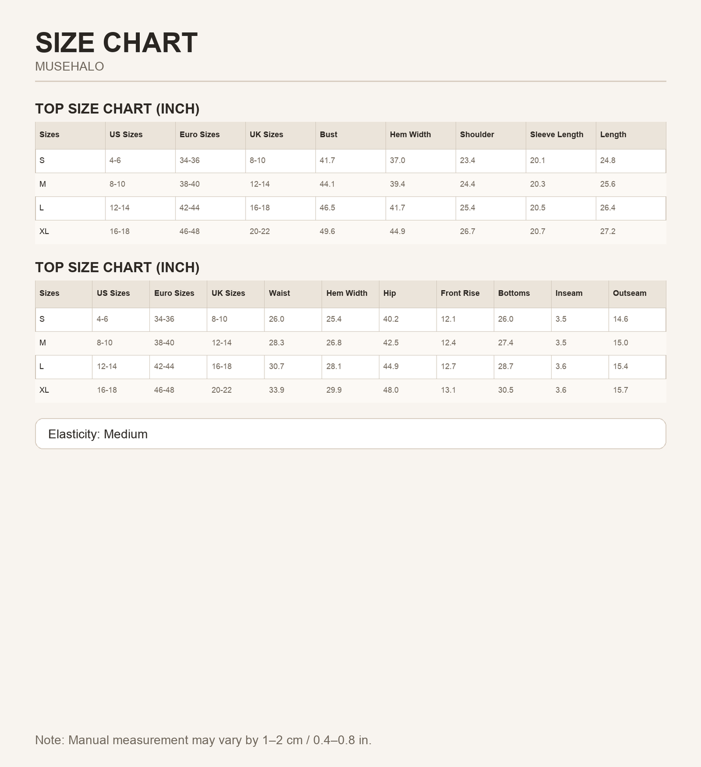 Orange Varsity Short Set size chart