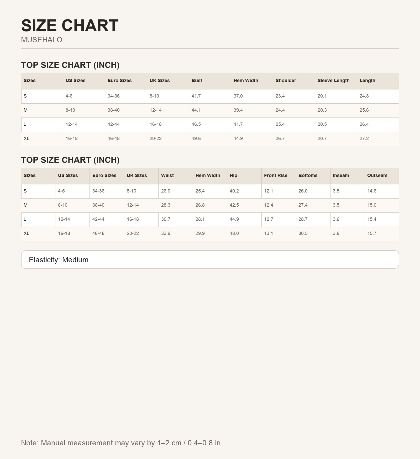 Orange Varsity Short Set size chart