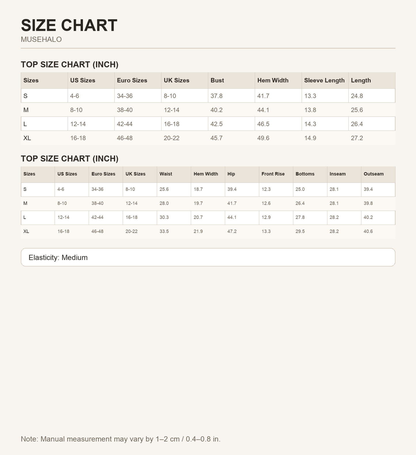 Pink Santa Lounge Set size chart
