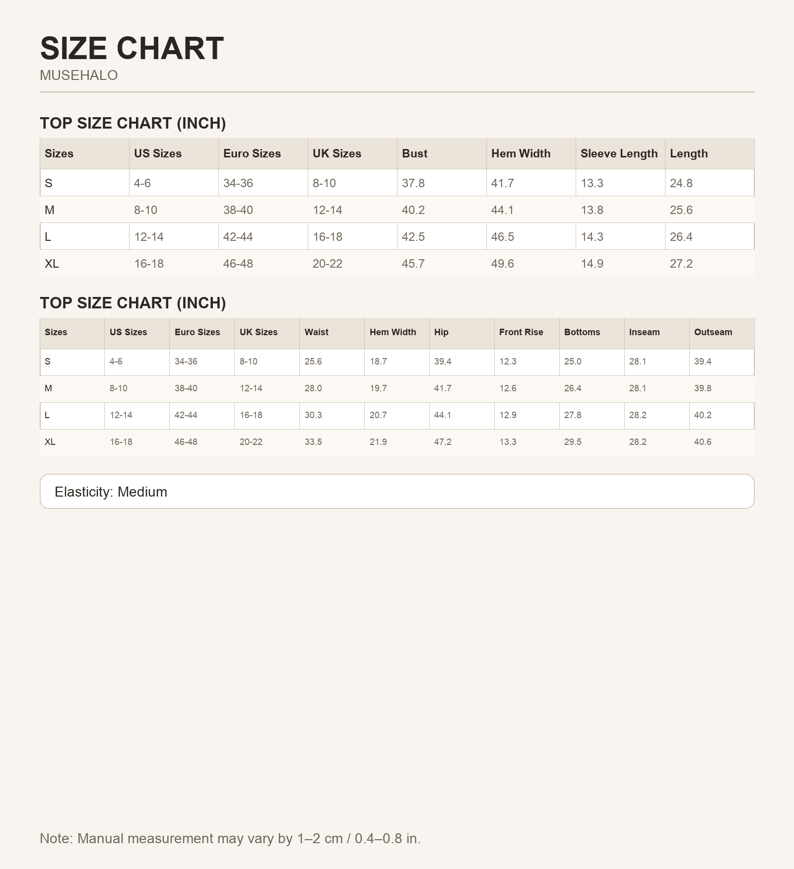 Pink Santa Lounge Set size chart