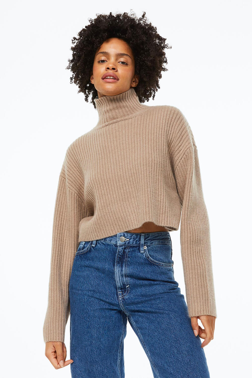 Ribbed Mock Turtleneck Sweater – product view 1
