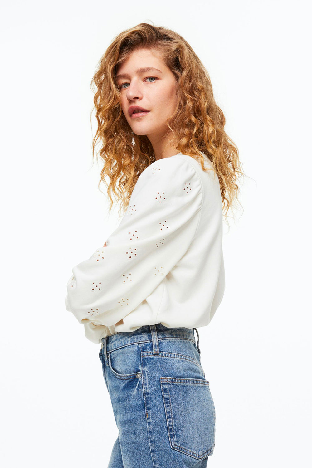 Sweatshirt with Eyelet Embroidery – product view 3