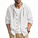 Men's 100% cotton hooded long-sleeve shirt 5