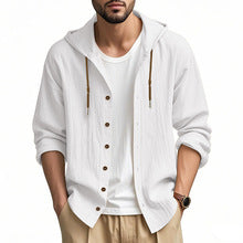 Men's 100% cotton hooded long-sleeve shirt 5