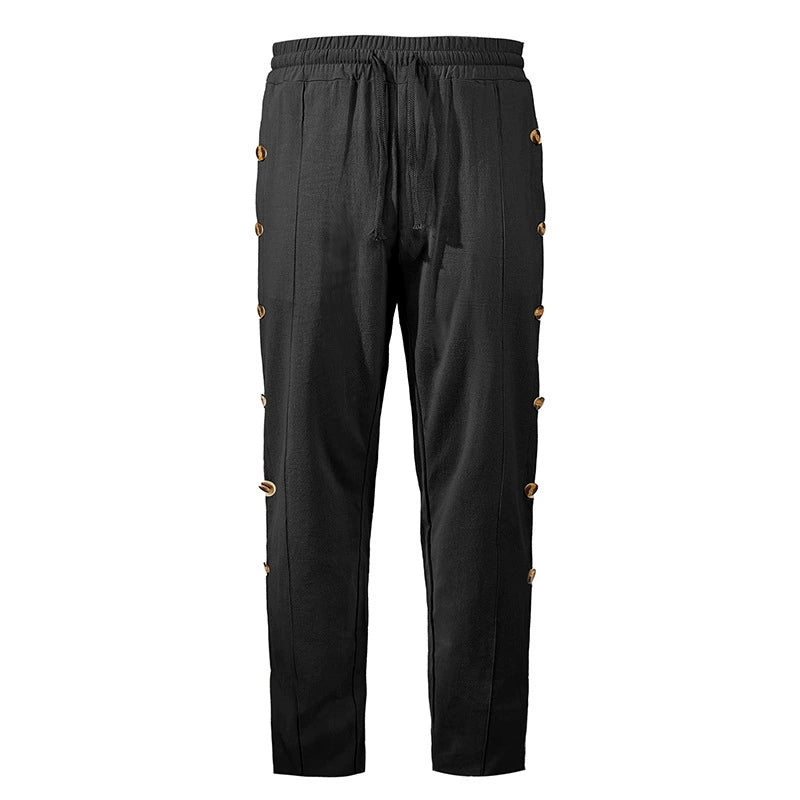 Men's lightweight button-side drawstring pants 5