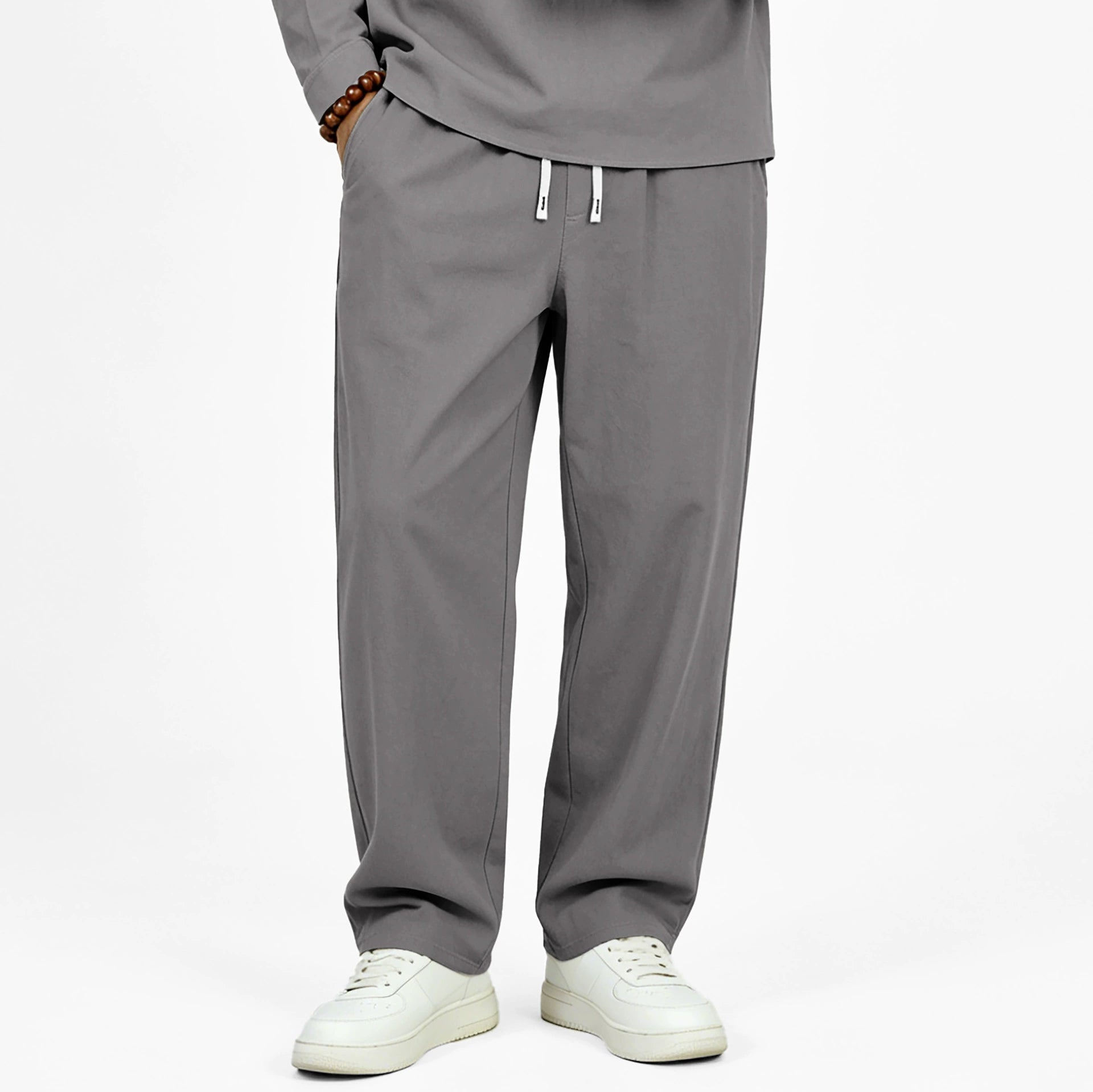 Men's 95% linen drawstring straight-leg pants 3