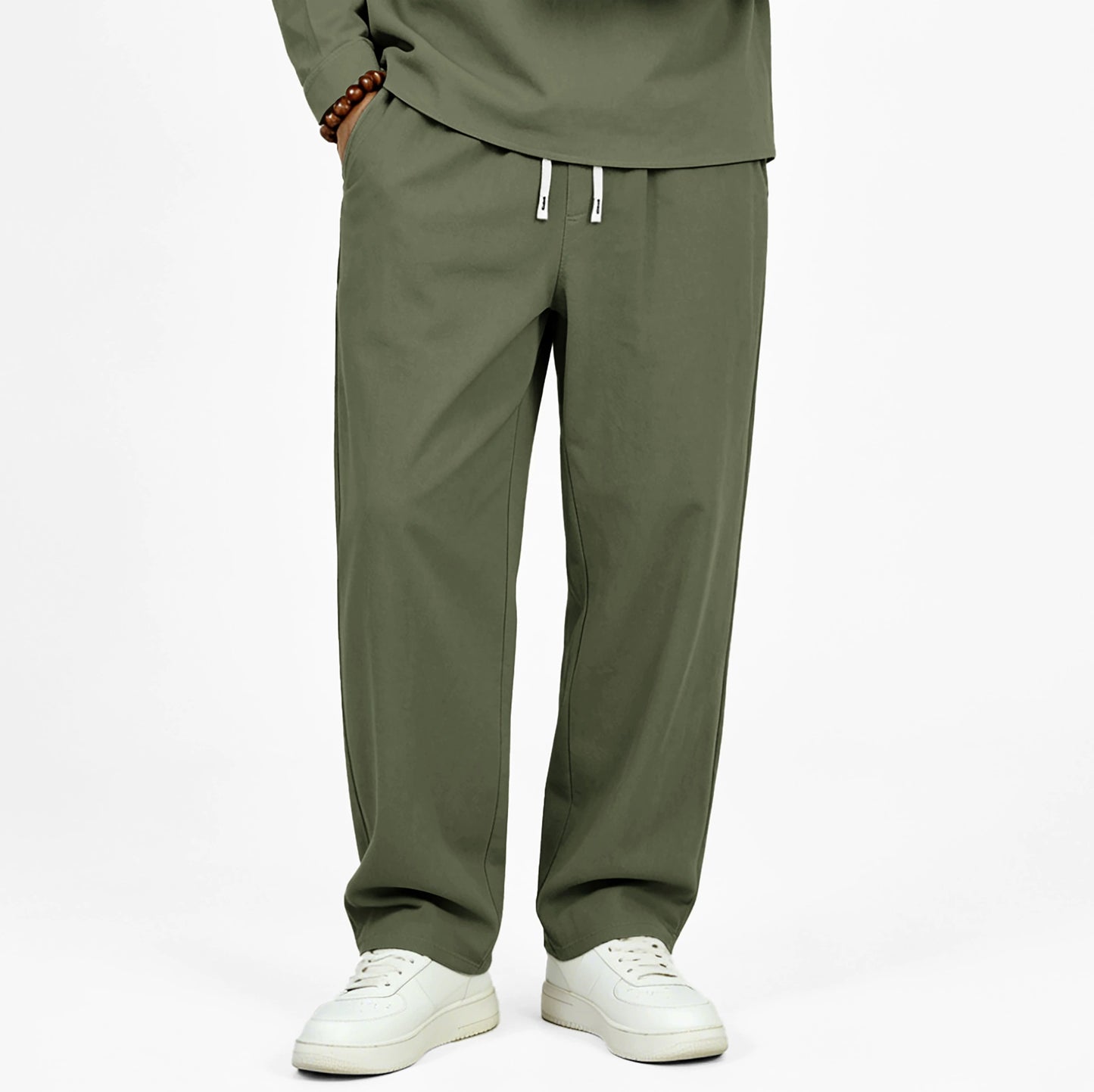 Men's 95% linen drawstring straight-leg pants 5